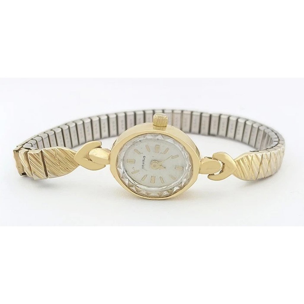Benrus Lady's Diamonds Watch Solid 14k Yellow Gold